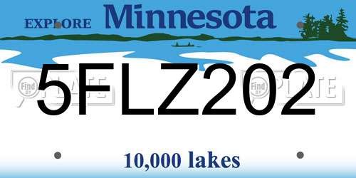 5FLZ202 Minnesota License Plate