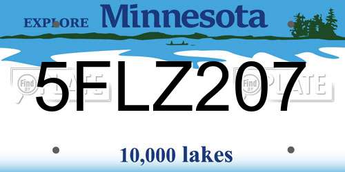 5FLZ207 Minnesota License Plate