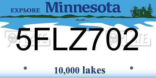 5FLZ702 Minnesota License Plate