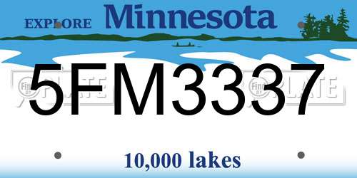 5FM3337 Minnesota License Plate