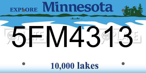 5FM4313 Minnesota License Plate