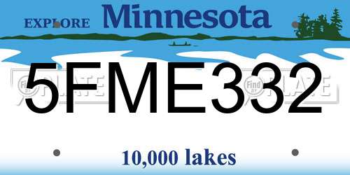 5FME332 Minnesota License Plate
