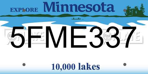 5FME337 Minnesota License Plate