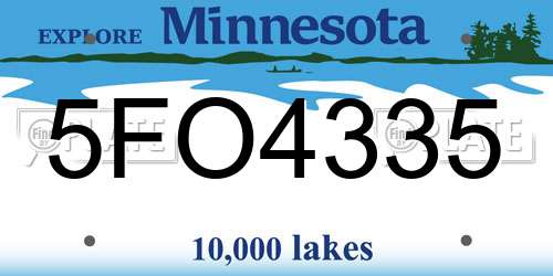 5FO4335 Minnesota License Plate