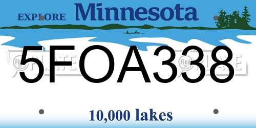 5FOA338 Minnesota License Plate