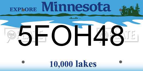5FOH48 Minnesota License Plate