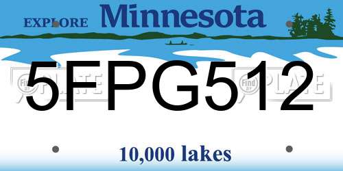 5FPG512 Minnesota License Plate