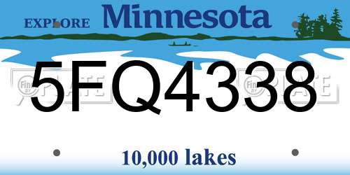 5FQ4338 Minnesota License Plate