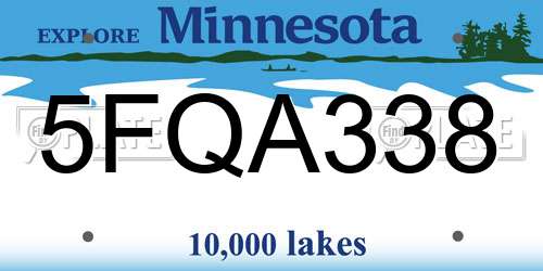 5FQA338 Minnesota License Plate