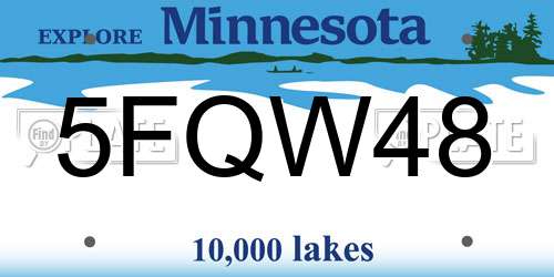 5FQW48 Minnesota License Plate
