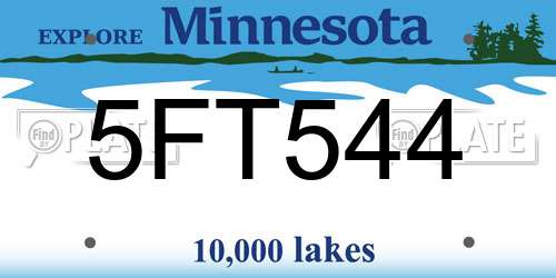 5FT544 Minnesota License Plate