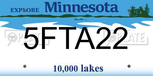 5FTA22 Minnesota License Plate