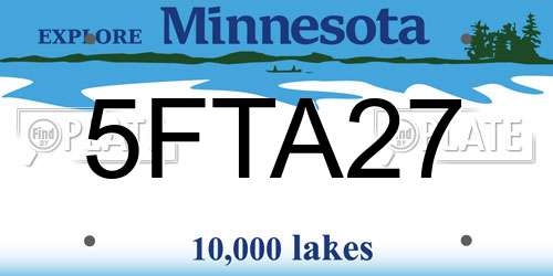 5FTA27 Minnesota License Plate