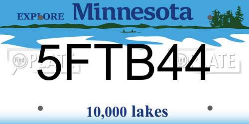 5FTB44 Minnesota License Plate
