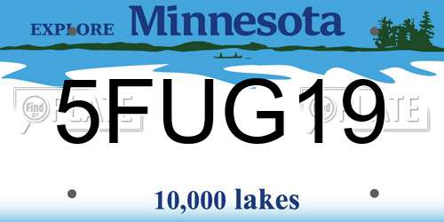 5FUG19 Minnesota License Plate