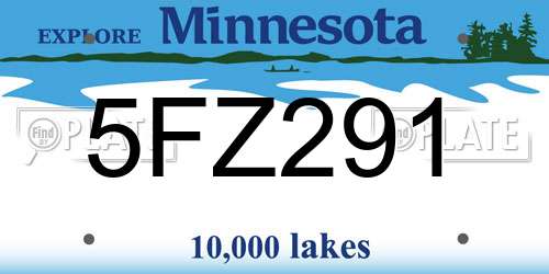 5FZ291 Minnesota License Plate