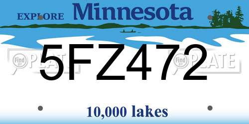 5FZ472 Minnesota License Plate