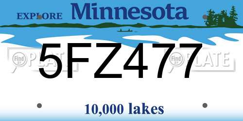 5FZ477 Minnesota License Plate