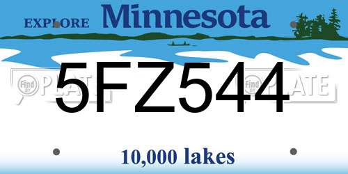 5FZ544 Minnesota License Plate