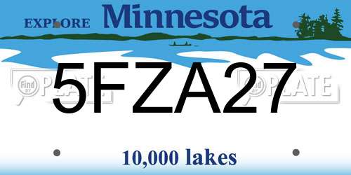5FZA27 Minnesota License Plate