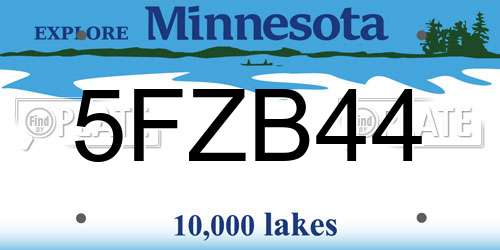 5FZB44 Minnesota License Plate