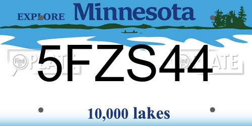5FZS44 Minnesota License Plate