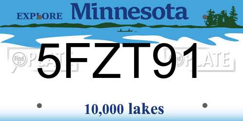 5FZT91 Minnesota License Plate