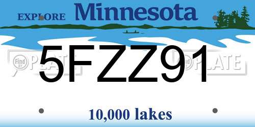 5FZZ91 Minnesota License Plate