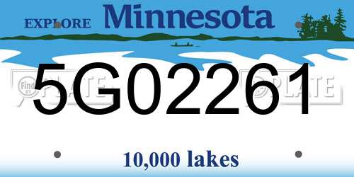 5G02261 Minnesota License Plate