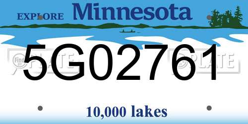 5G02761 Minnesota License Plate