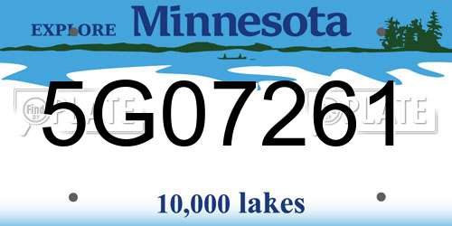 5G07261 Minnesota License Plate