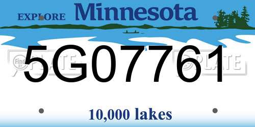 5G07761 Minnesota License Plate