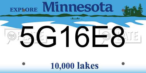 5G16E8 Minnesota License Plate