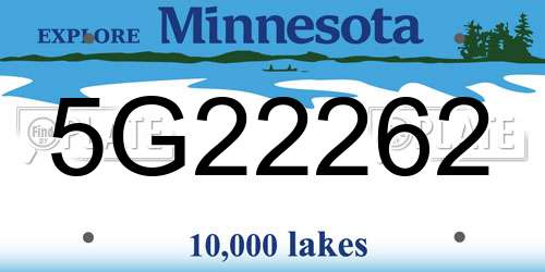 5G22262 Minnesota License Plate