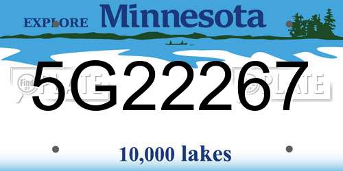 5G22267 Minnesota License Plate