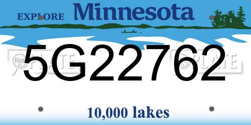 5G22762 Minnesota License Plate