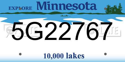 5G22767 Minnesota License Plate