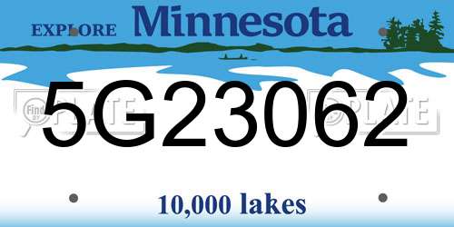 5G23062 Minnesota License Plate