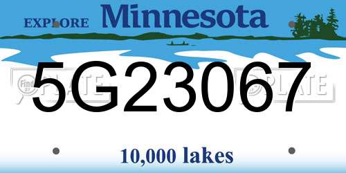 5G23067 Minnesota License Plate