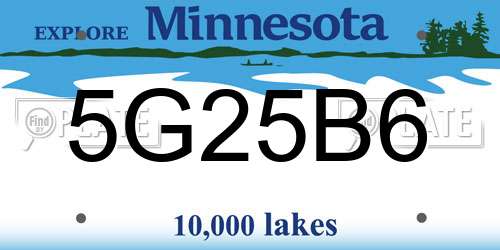 5G25B6 Minnesota License Plate