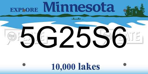 5G25S6 Minnesota License Plate