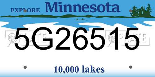 5G26515 Minnesota License Plate