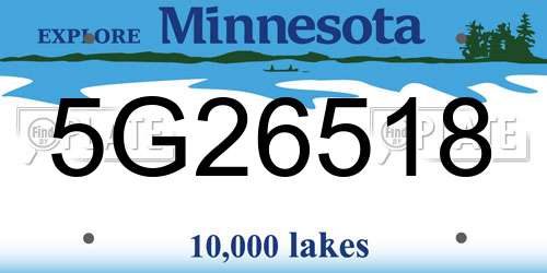 5G26518 Minnesota License Plate