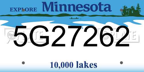 5G27262 Minnesota License Plate