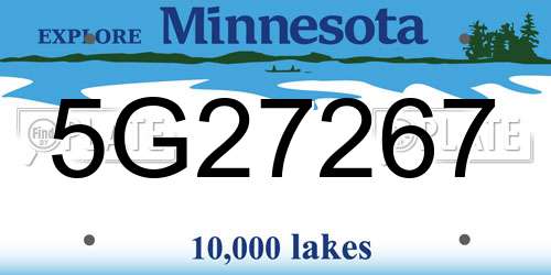 5G27267 Minnesota License Plate