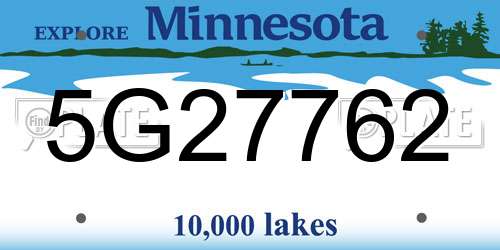 5G27762 Minnesota License Plate