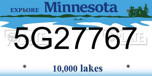 5G27767 Minnesota License Plate