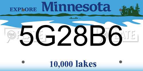 5G28B6 Minnesota License Plate