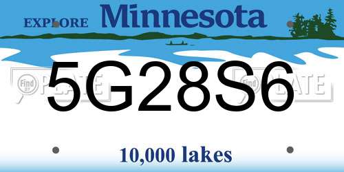 5G28S6 Minnesota License Plate