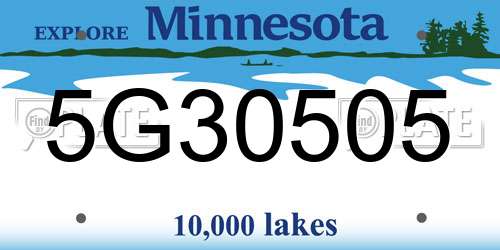 5G30505 Minnesota License Plate
